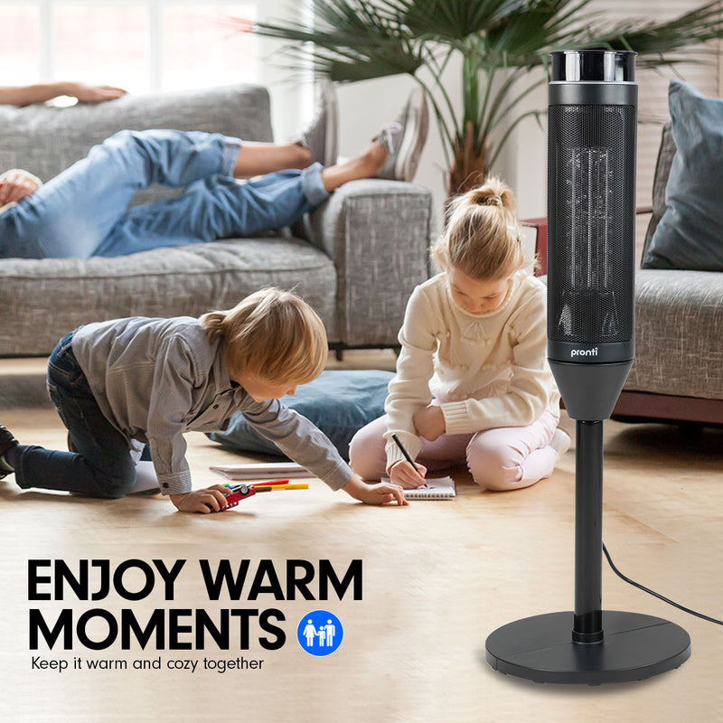 Pronti Electric Tower Heater 2000W Ceramic Portable Remote - Black - Emete Store