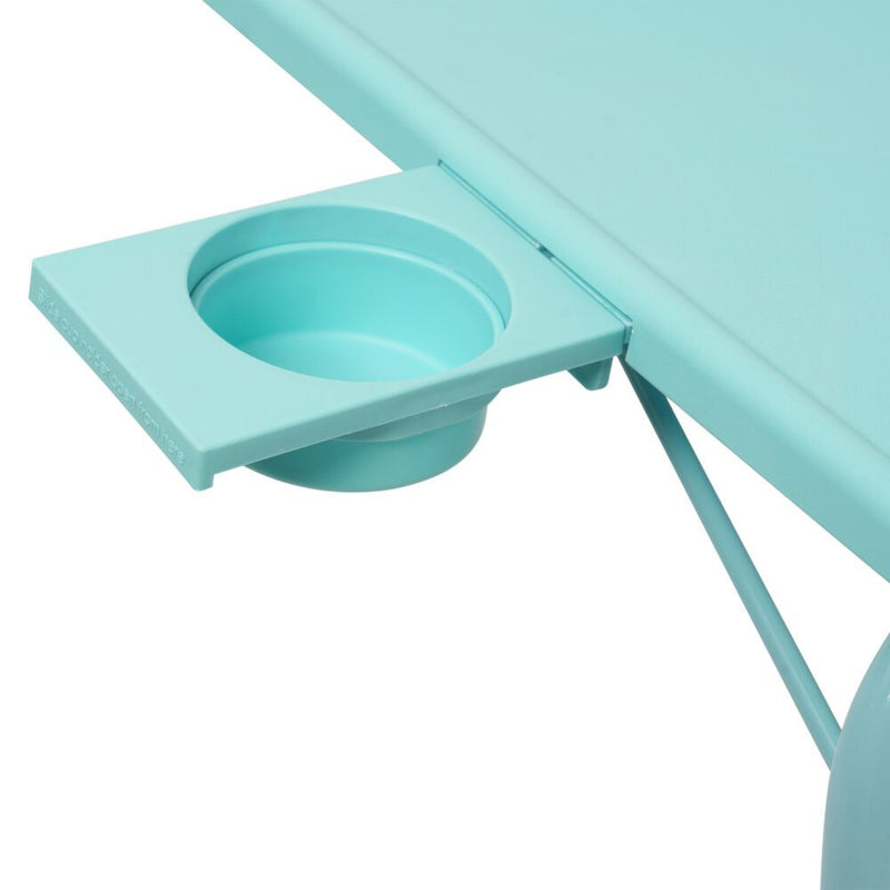 Foldable Table Adjustable Tray Laptop Desk with Removable Cup Holder-Turquoise