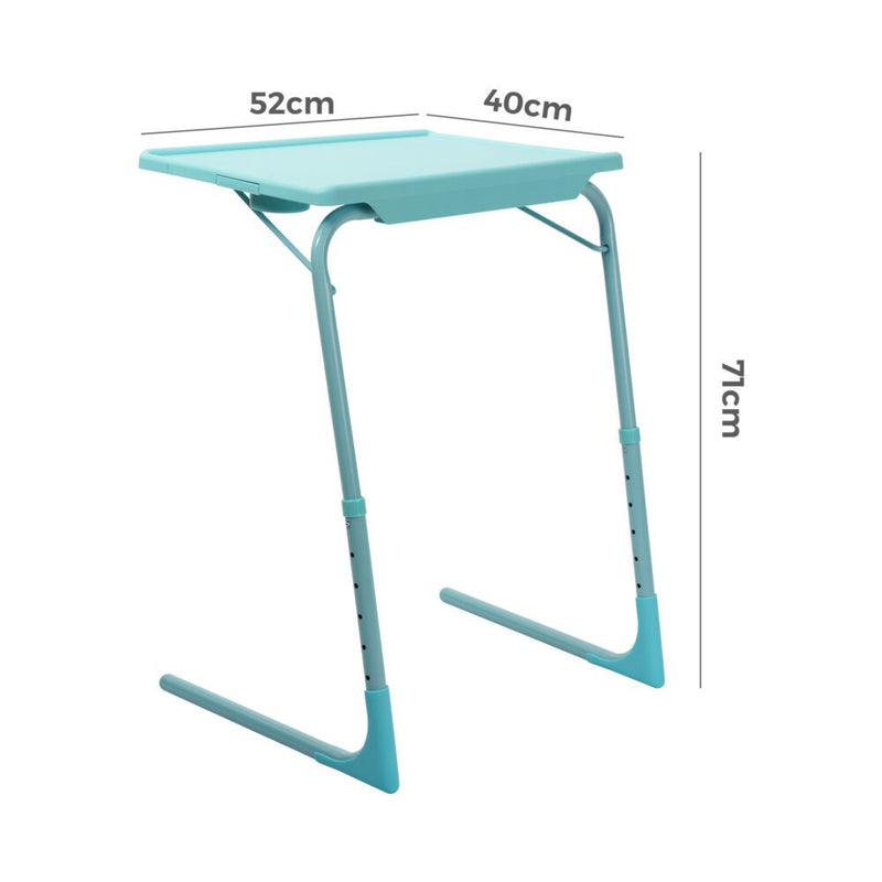 Foldable Table Adjustable Tray Laptop Desk with Removable Cup Holder-Turquoise