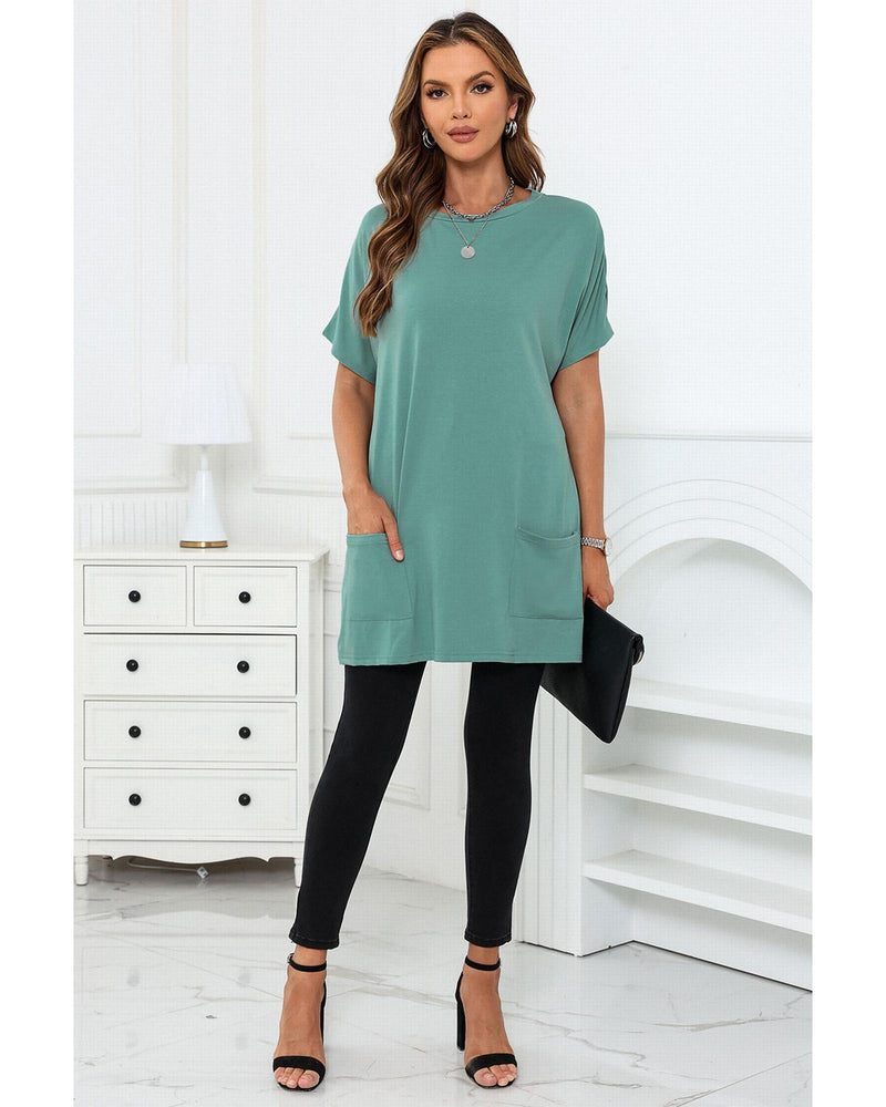 Azura Exchange Side Pockets Short Sleeve Tunic Top - S - Emete Store