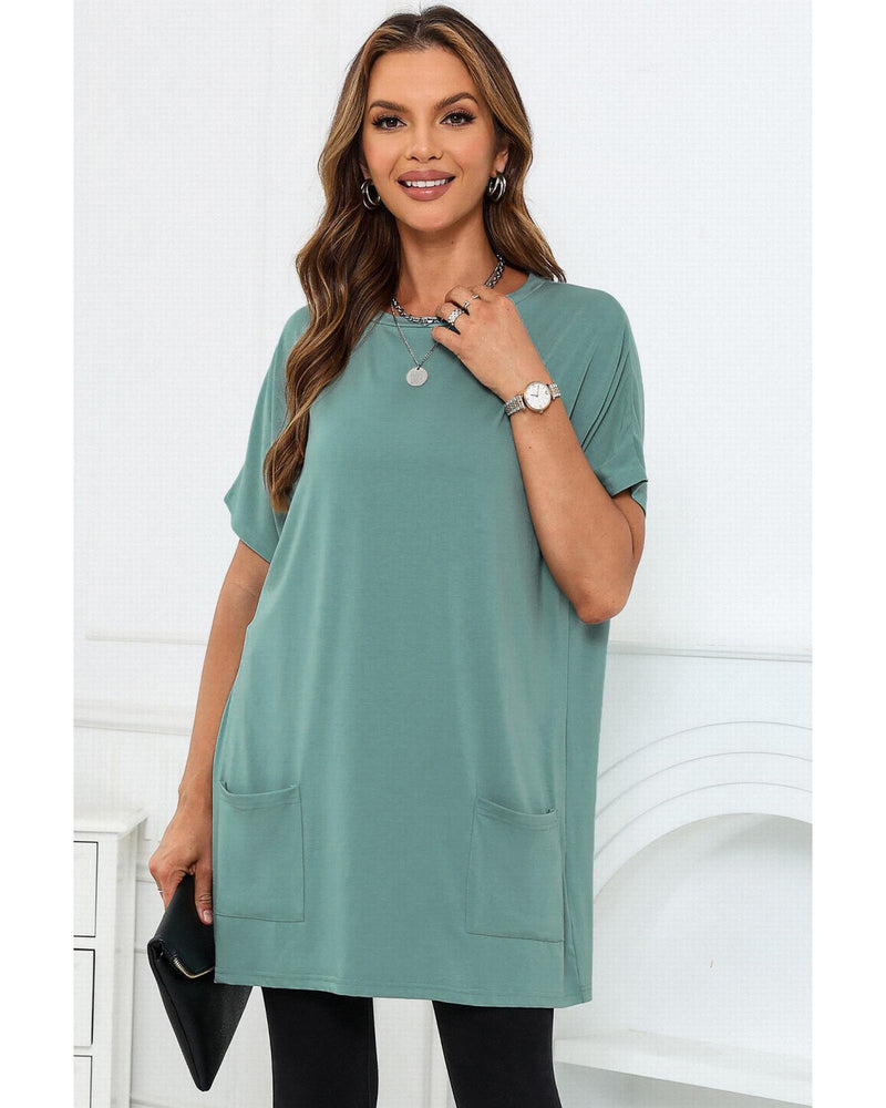 Azura Exchange Side Pockets Short Sleeve Tunic Top - S - Emete Store