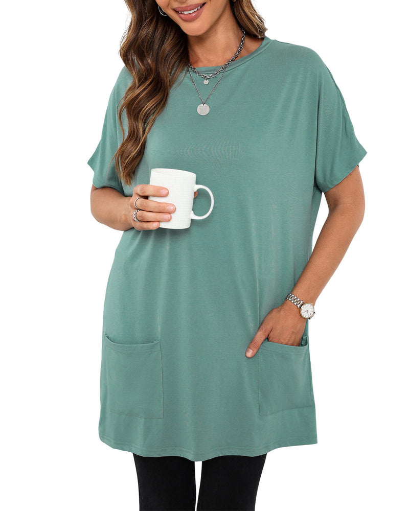 Azura Exchange Side Pockets Short Sleeve Tunic Top - S - Emete Store