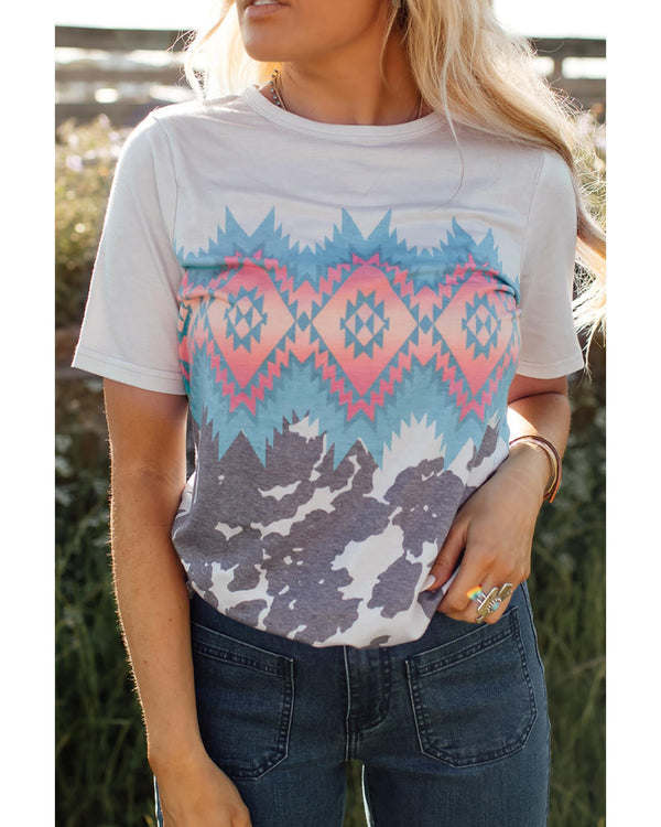 Azura Exchange Aztec Geometric Print T-shirt - L - Emete Store