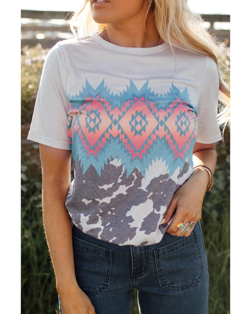 Azura Exchange Aztec Geometric Print T-shirt - L - Emete Store