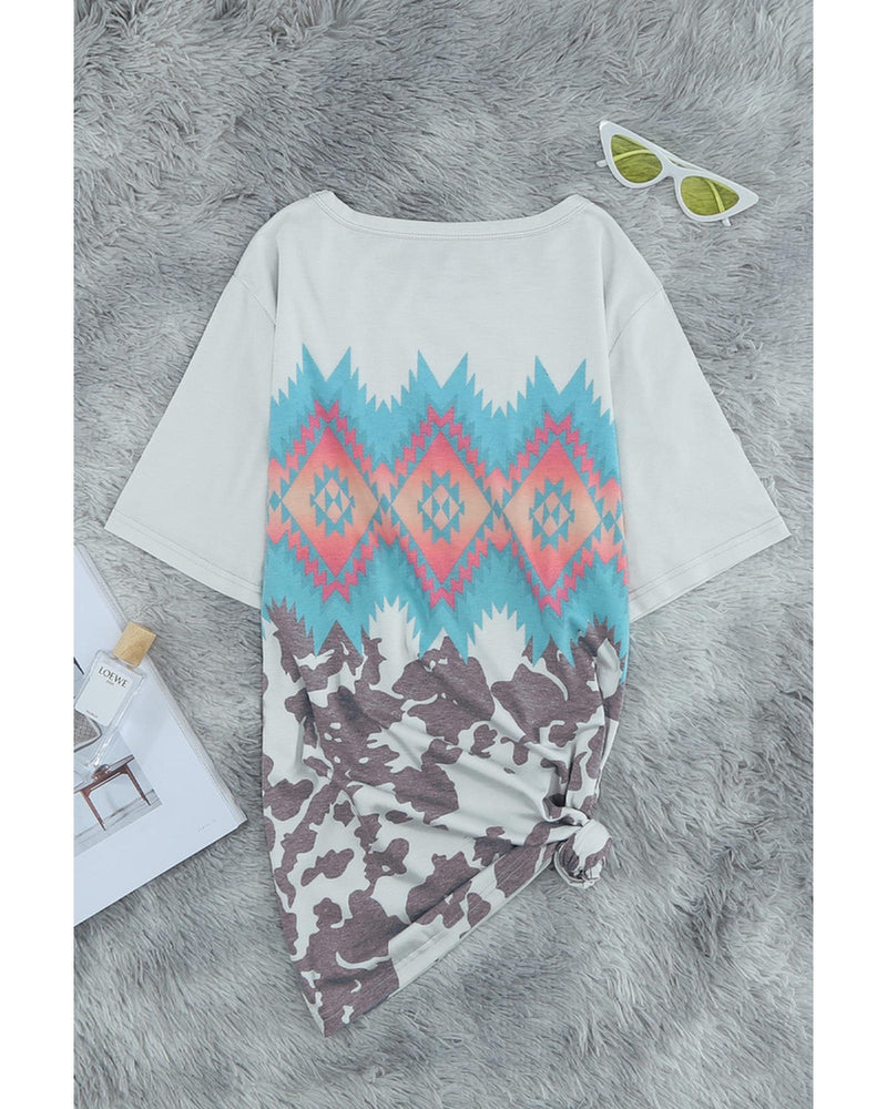 Azura Exchange Aztec Geometric Print T-shirt - L - Emete Store