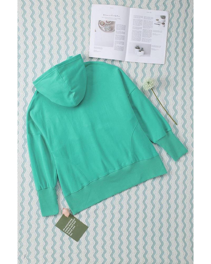 Azura Exchange Batwing Sleeve Pocketed Henley Hoodie - L - Emete Store