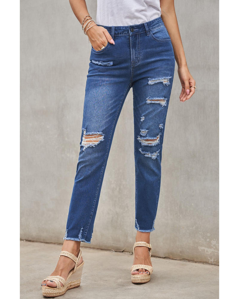 Azura Exchange Distressed Boyfriend Denim Pants - L - Emete Store