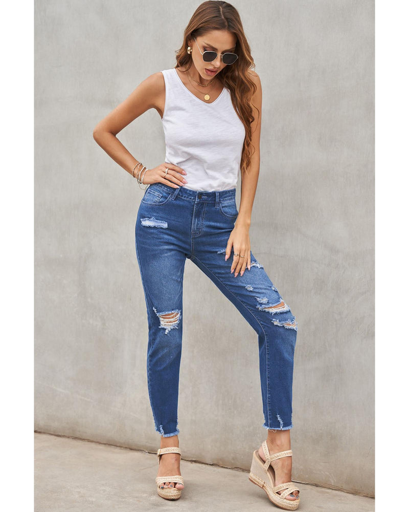 Azura Exchange Distressed Boyfriend Denim Pants - L - Emete Store