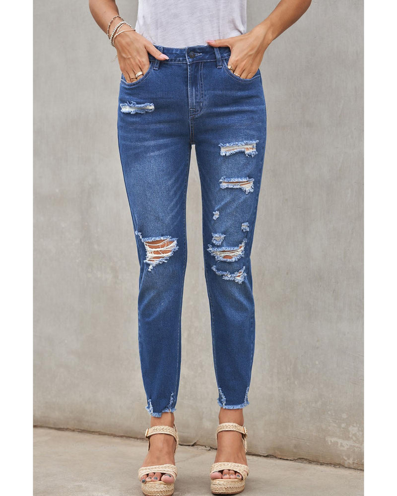 Azura Exchange Distressed Boyfriend Denim Pants - L - Emete Store