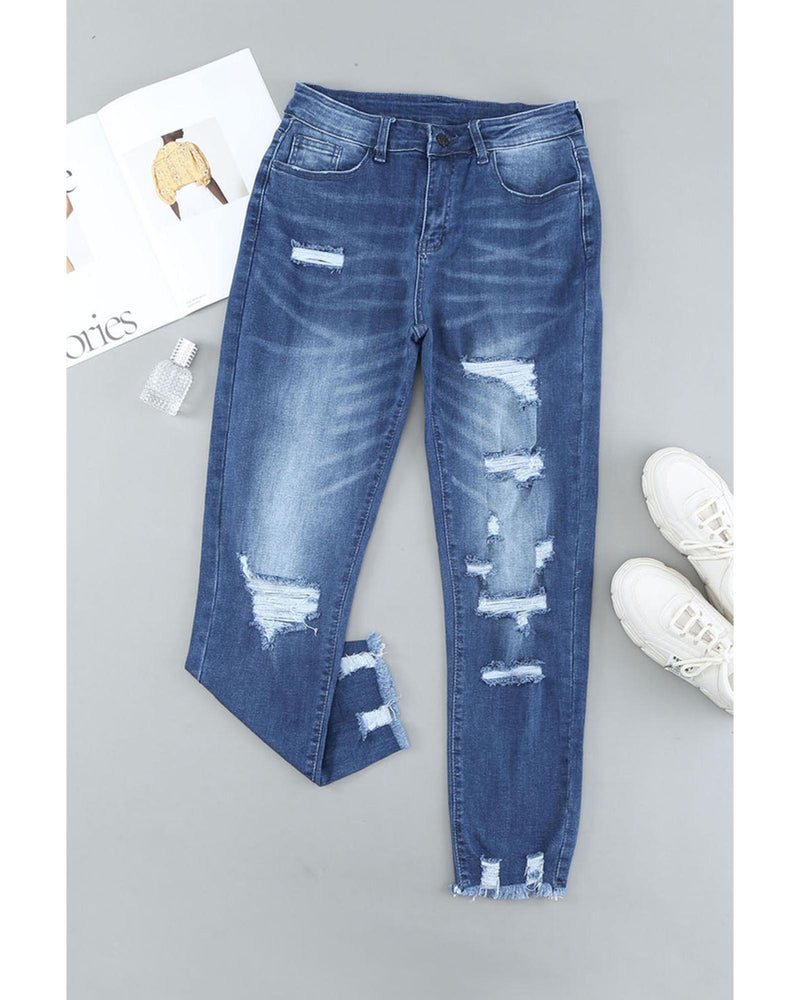 Azura Exchange Distressed Boyfriend Denim Pants - L - Emete Store