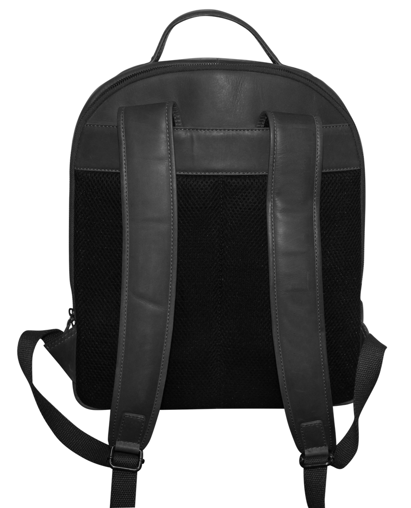 Futura Mens Leather Laptop Backpack School Shoulder Bag Front Pocket - Black
