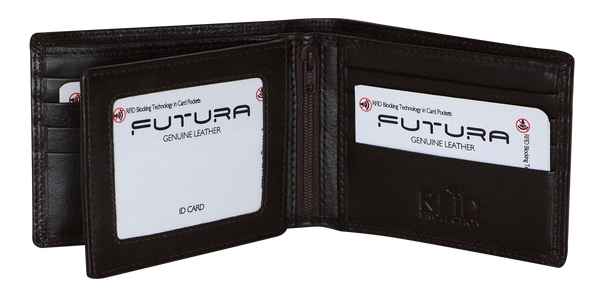 Futura Mens Harrison RFID Genuine Leather Wallet - Brown - Emete Store