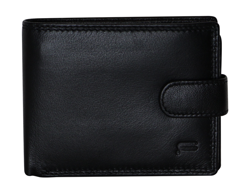 Futura Mens RFID Leather Coin Fold Over Wallet - Black - Emete Store