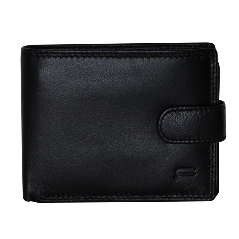 Futura Mens RFID Leather Coin Fold Over Wallet - Black - Emete Store