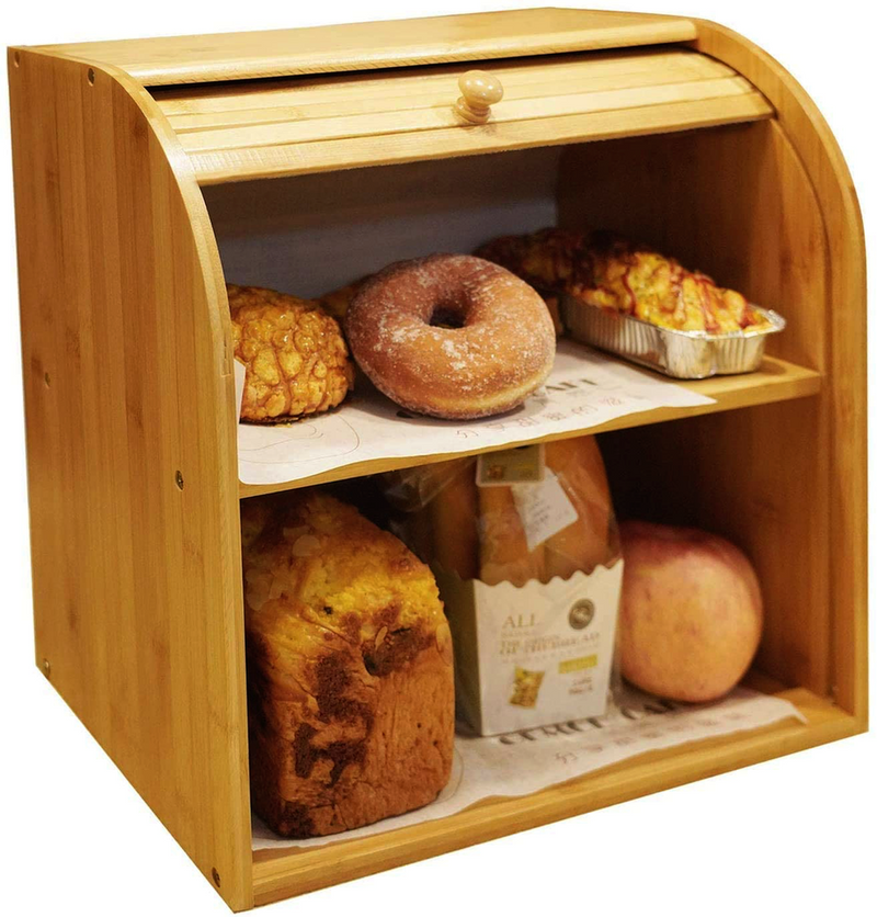 Bamboo Bread Storage Box - 2 Compartment Sections