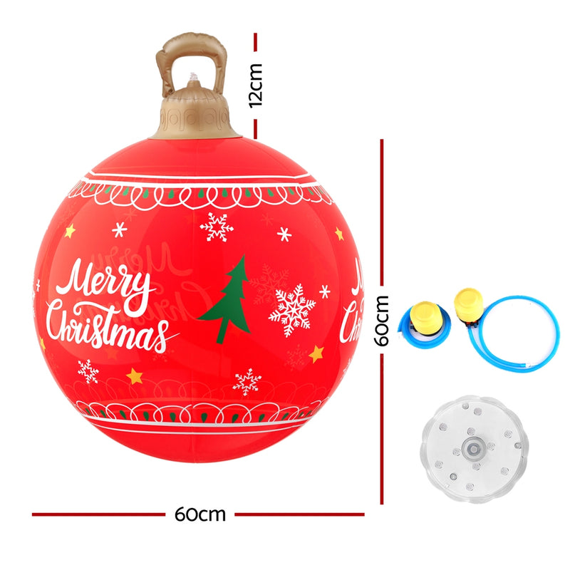 Jingle Jollys Christmas Inflatable Ball Led  60cm Decoration Giant Bauble Red