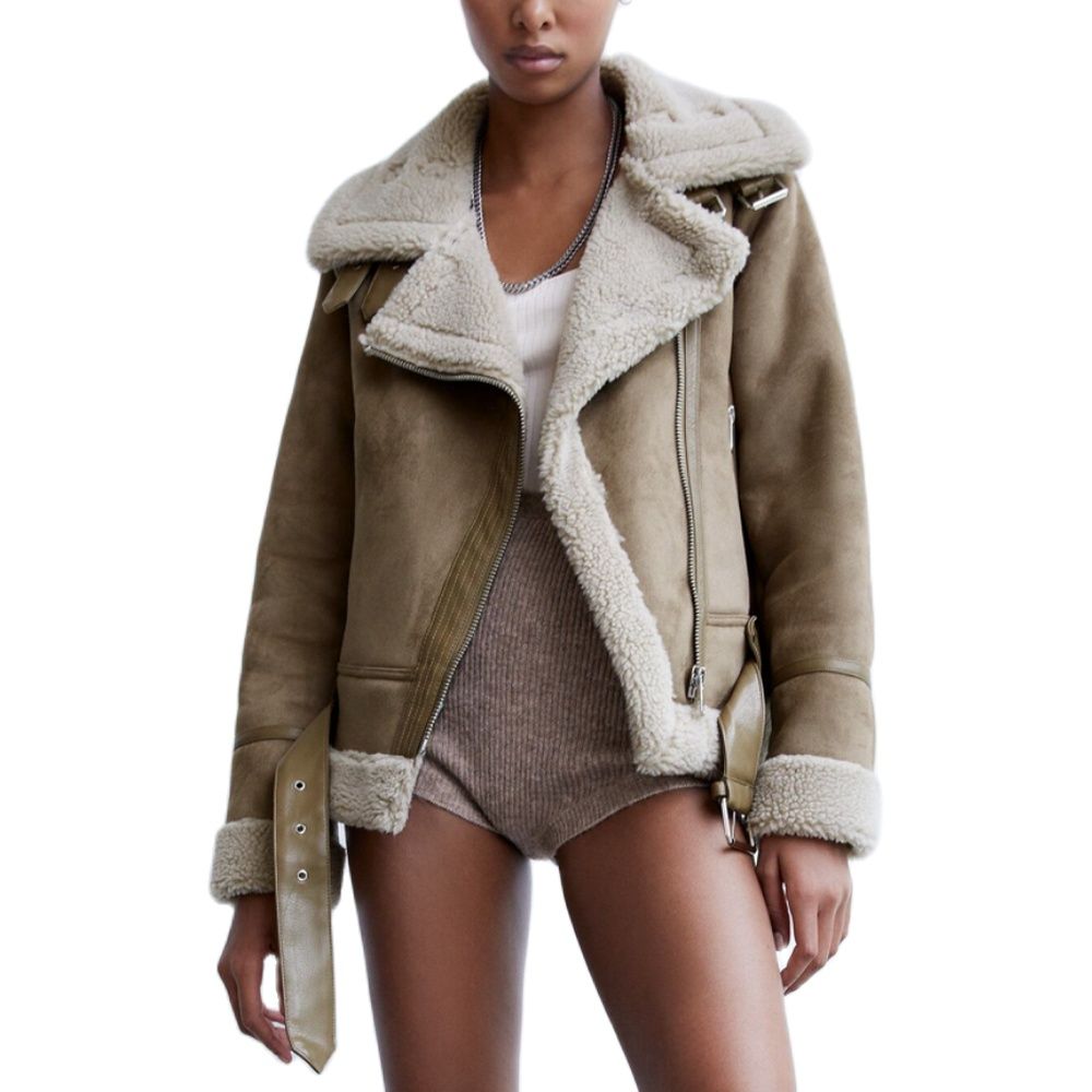 Faux Shearling Sheepskin Leather Fur Jackets - Emete Store