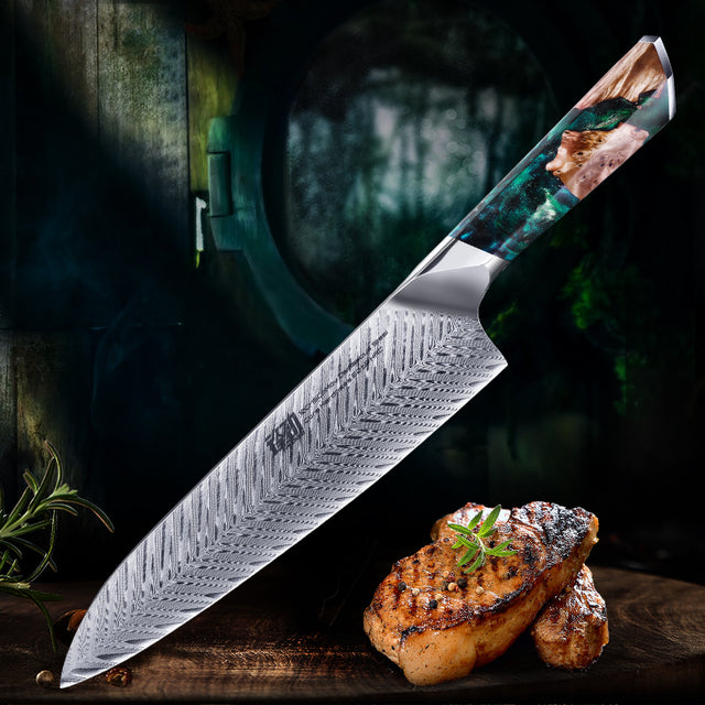 Damascus Chef's Knife Resin Handle Chef's Knife - Emete Store