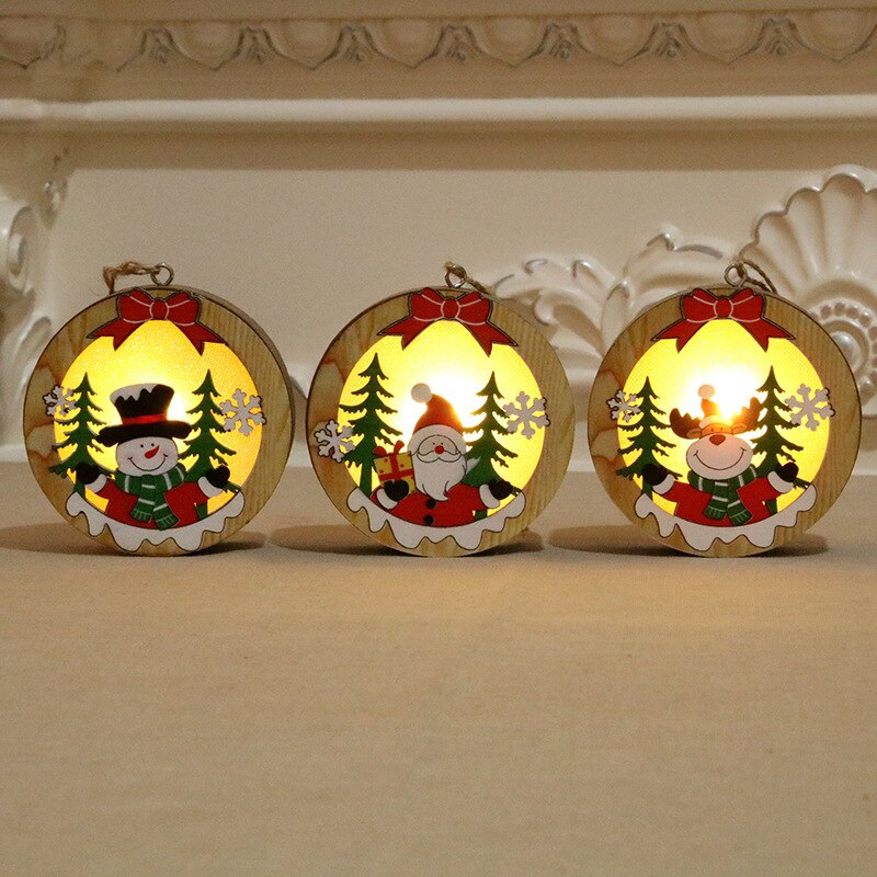 Christmas Decorations Wooden Luminous Pendants Christmas Tree Pendants - Emete Store