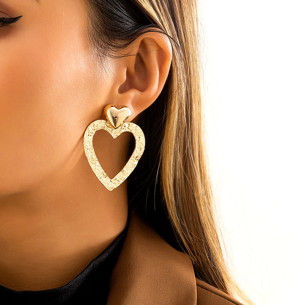 Minority Design Feeling Hemp Face Peach Heart Earrings Geometric Earrings For Women eprolo