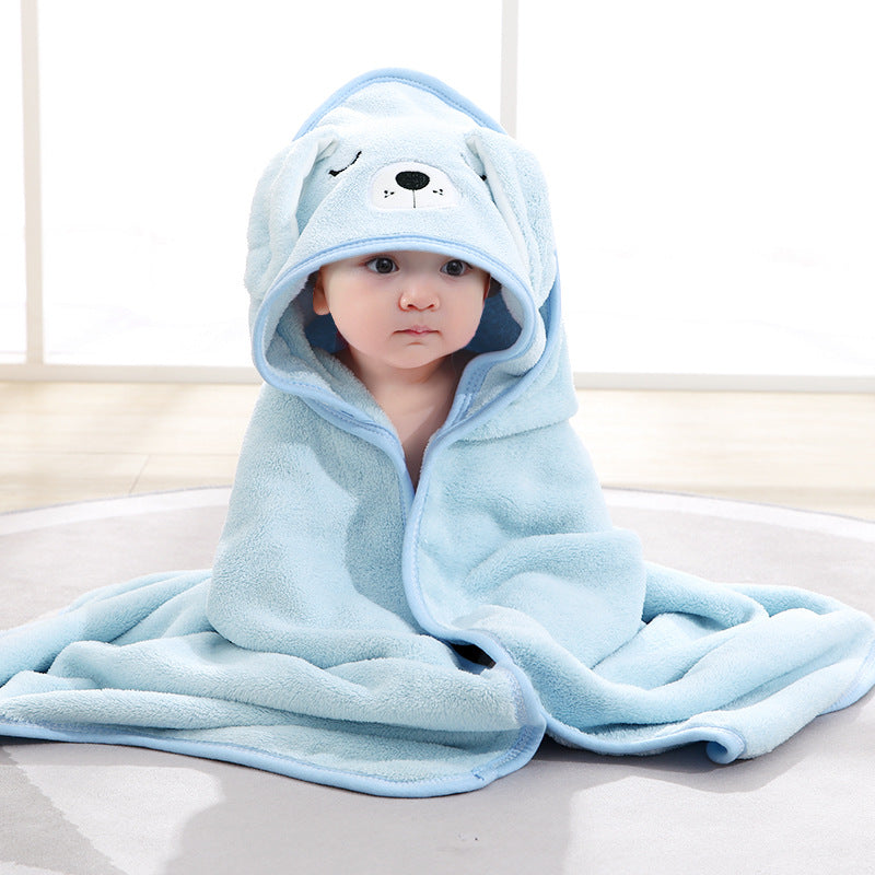 New Spring And Autumn Baby Swaddle Towel Cute Cartoon Hug Quilt Coral Fleece Hooded Bath Towel - Emete Store