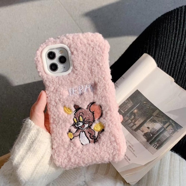 Winter Warm Cute Wool Plush Phone Case For iPhone 11 Pro eprolo