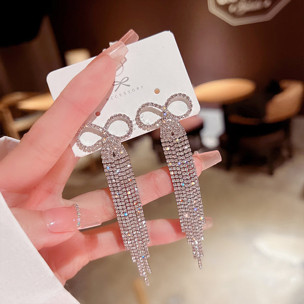 Celebrity Light Luxury Bow Tassel Earrings eprolo