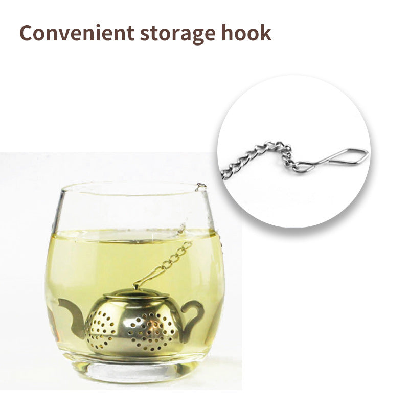 Round Pot-Shaped Tea Ball Long Chain Stainless Steel - Emete Store