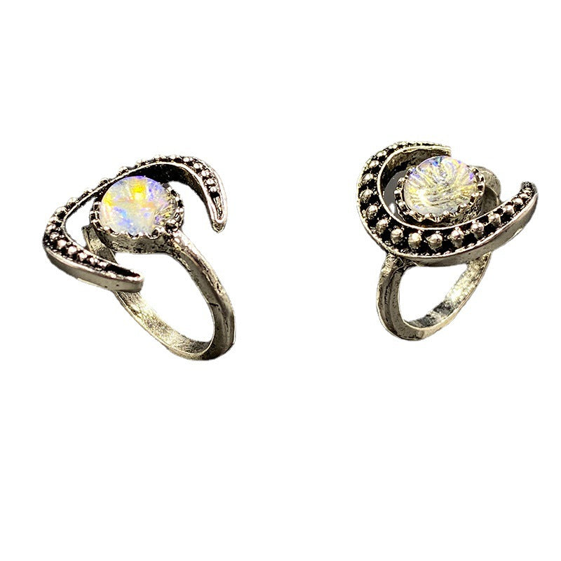 Crescent Ring Ladies Moonstone Crystal Ring Engagement eprolo