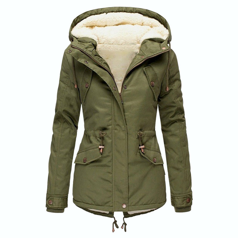 Overcoat - Winter Plus Size Solid  Down Coat Long Sleeve Zipper Pocket eprolo