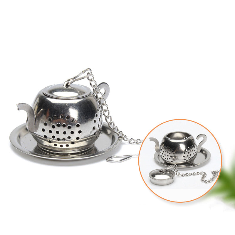 Round Pot-Shaped Tea Ball Long Chain Stainless Steel - Emete Store