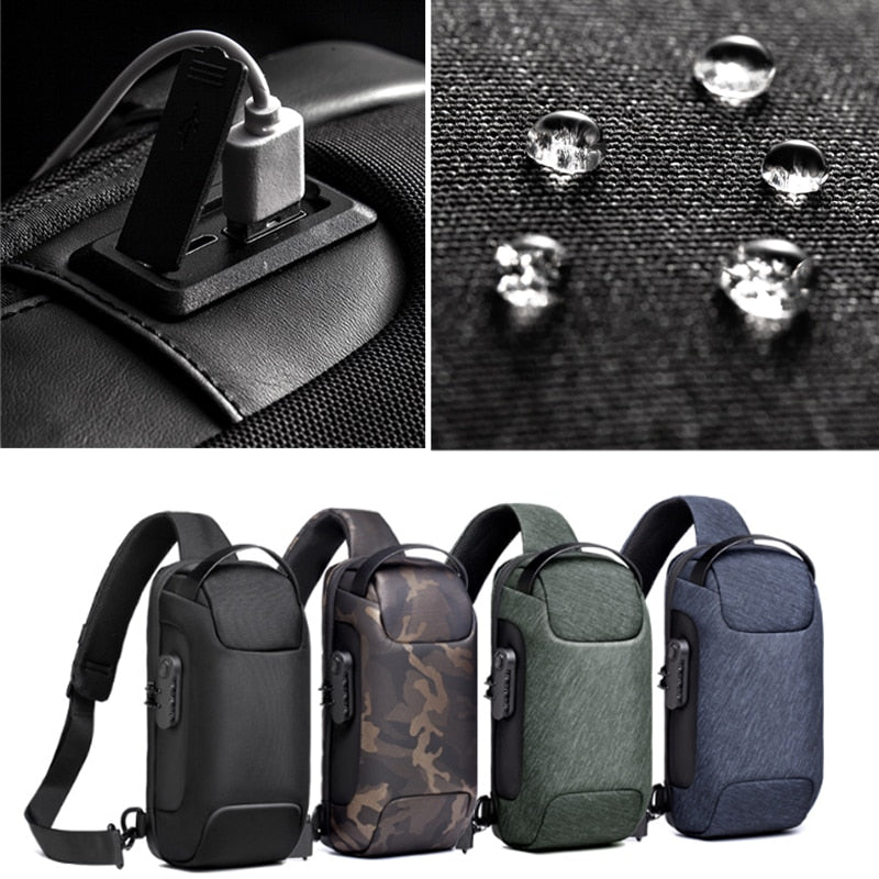 Waterproof USB Oxford Crossbody Bag Anti-theft Shoulder Sling Bag eprolo