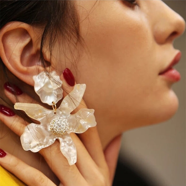 JURAN Fashion Big Resin Flower Dangle Drop Statement Earrings Boho Charm Jewelry Accessories Summer Women's Earrings eprolo