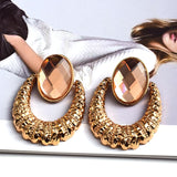 Earrings New Oval Alloy Crystal - Emete Store