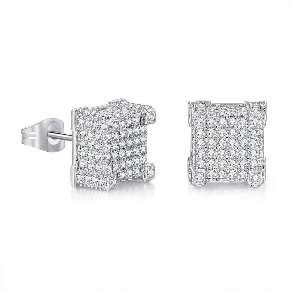 Hip Hop Full Zircon Micro Set Earrings - Emete Store