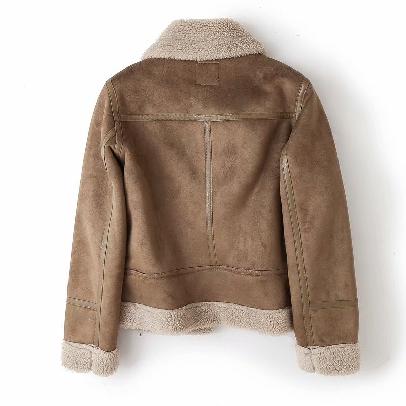 Faux Shearling Sheepskin Leather Fur Jackets - Emete Store