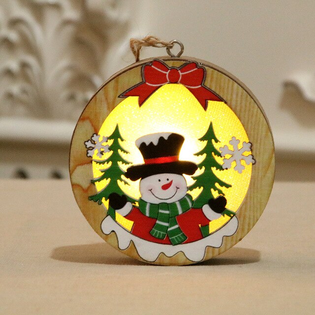 Christmas Decorations Wooden Luminous Pendants Christmas Tree Pendants - Emete Store