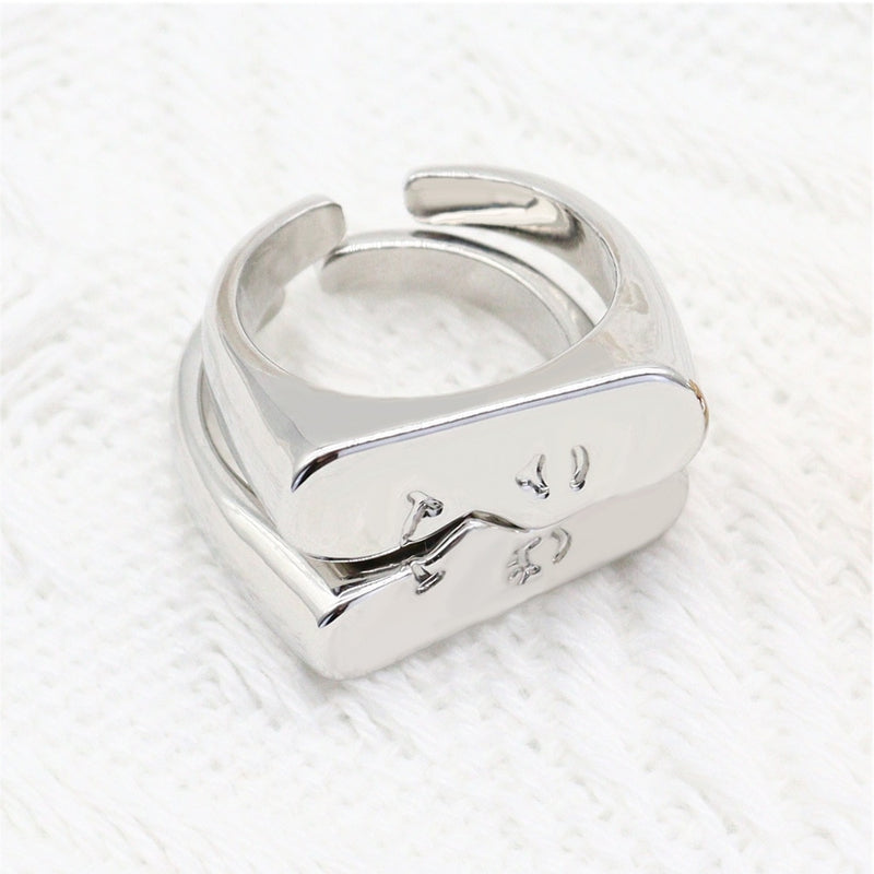 Unique Abstract Face Pair Ring Set - Emete Store