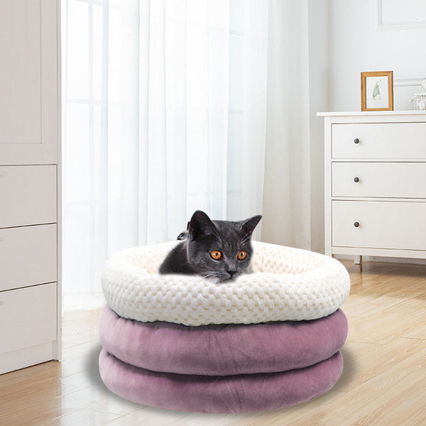 Pet Deep Sleep Bed Semi-Enclosed Round Ice Velvet Pet eprolo