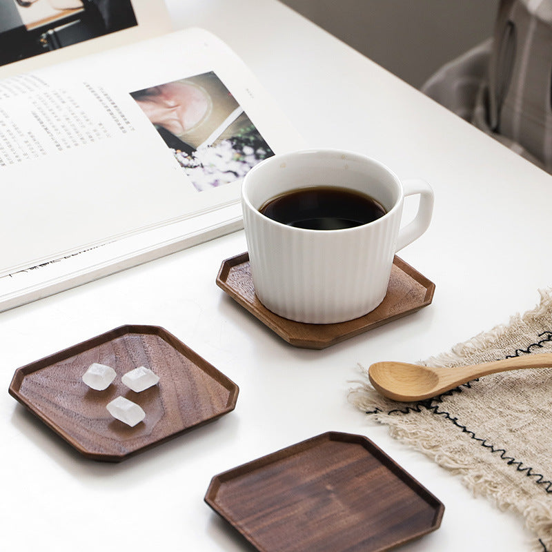 Black Walnut Coaster Solid Wood Anti-Scalding Tea Cup Cushion Octagonal - Emete Store