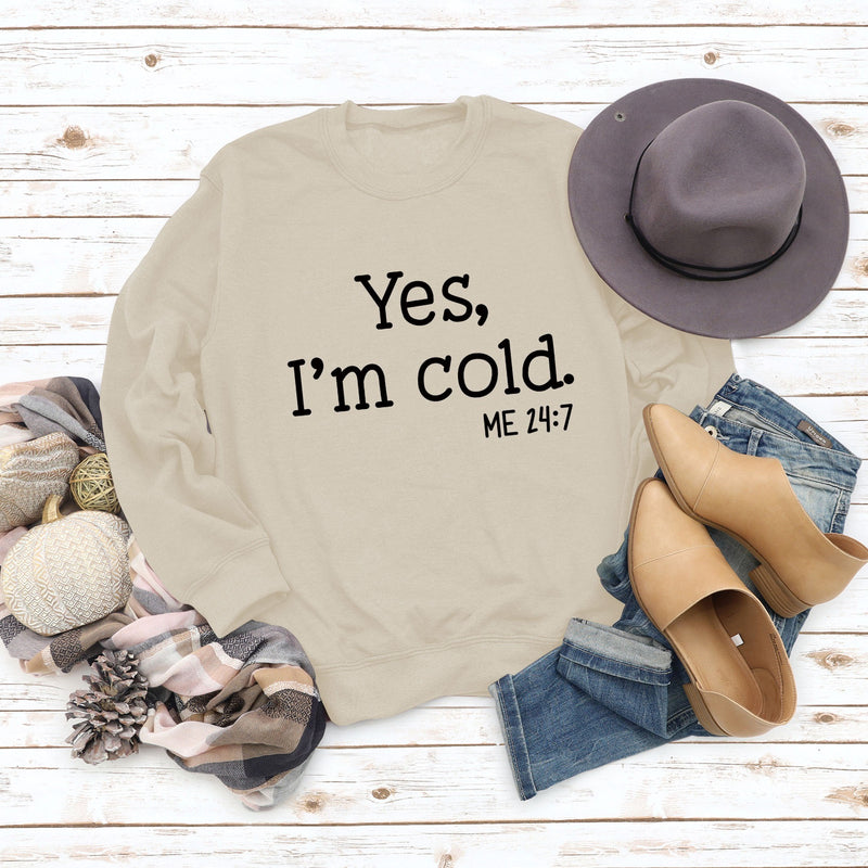 Yes i'm Cold Printed Casual Loose Sweater eprolo