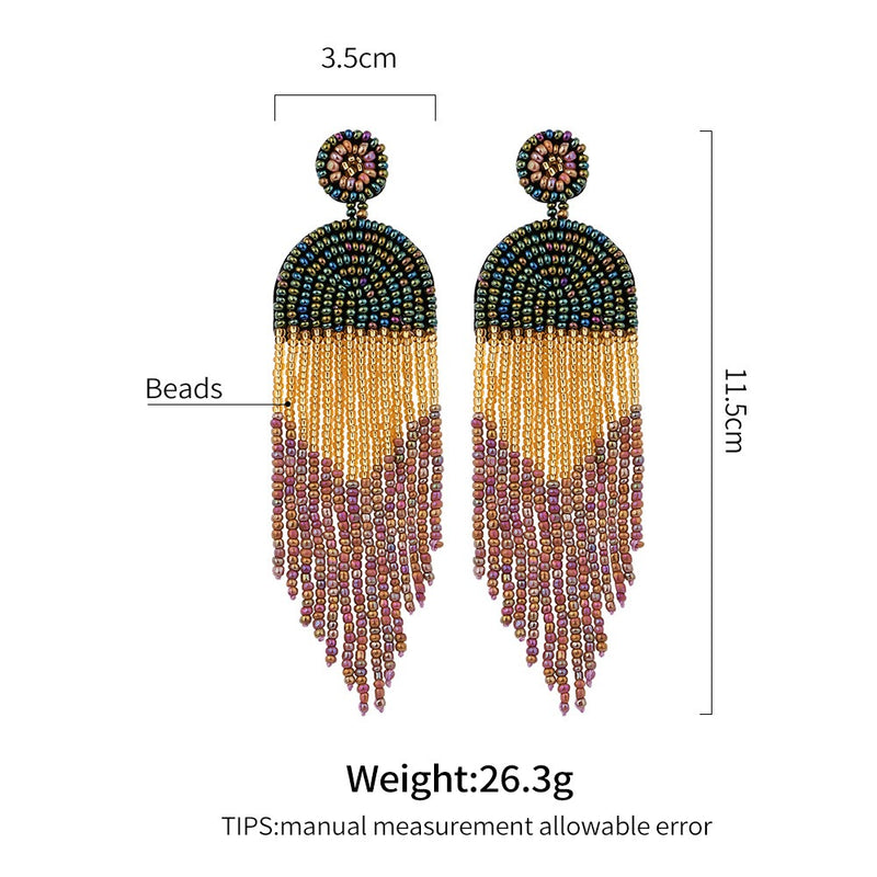 Rice Beads Tassels Earrings - Emete Store