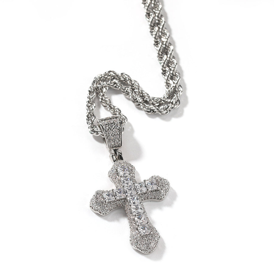 Blue Zircon Cross Necklace Diamond eprolo