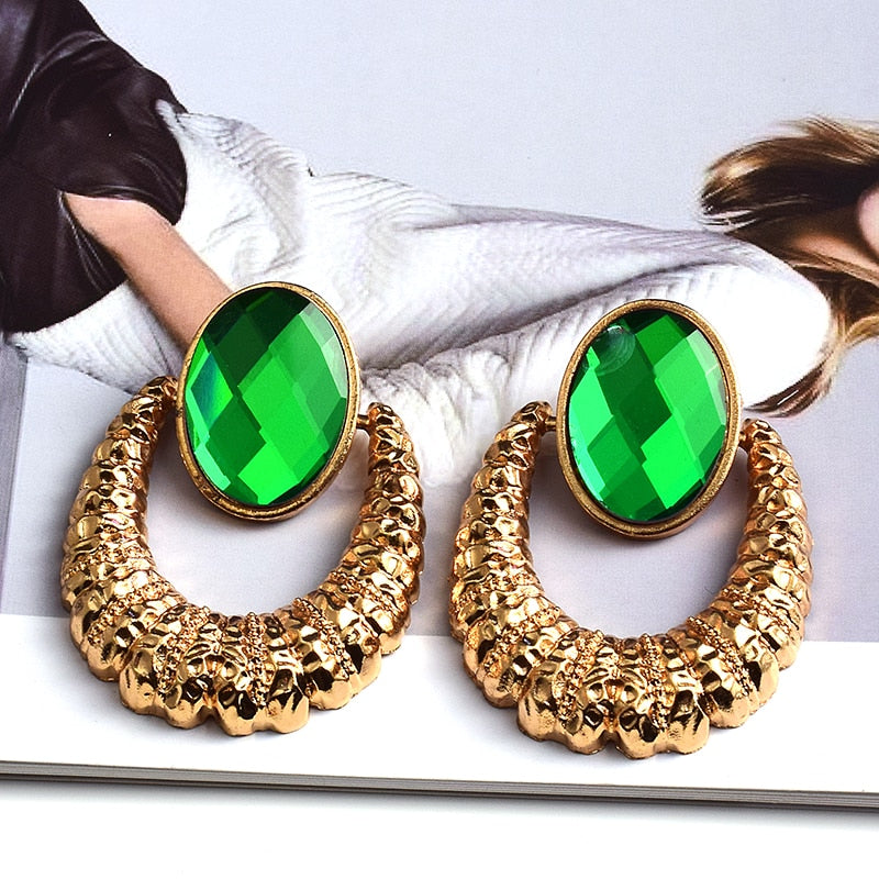 Earrings New Oval Alloy Crystal - Emete Store