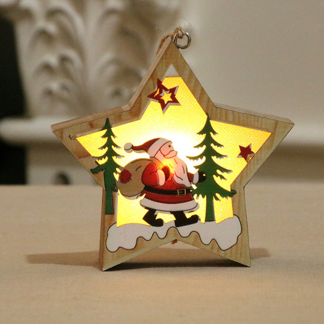 Christmas Decorations Wooden Luminous Pendants Christmas Tree Pendants - Emete Store