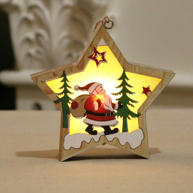 Christmas Decorations Wooden Luminous Pendants Christmas Tree Pendants eprolo