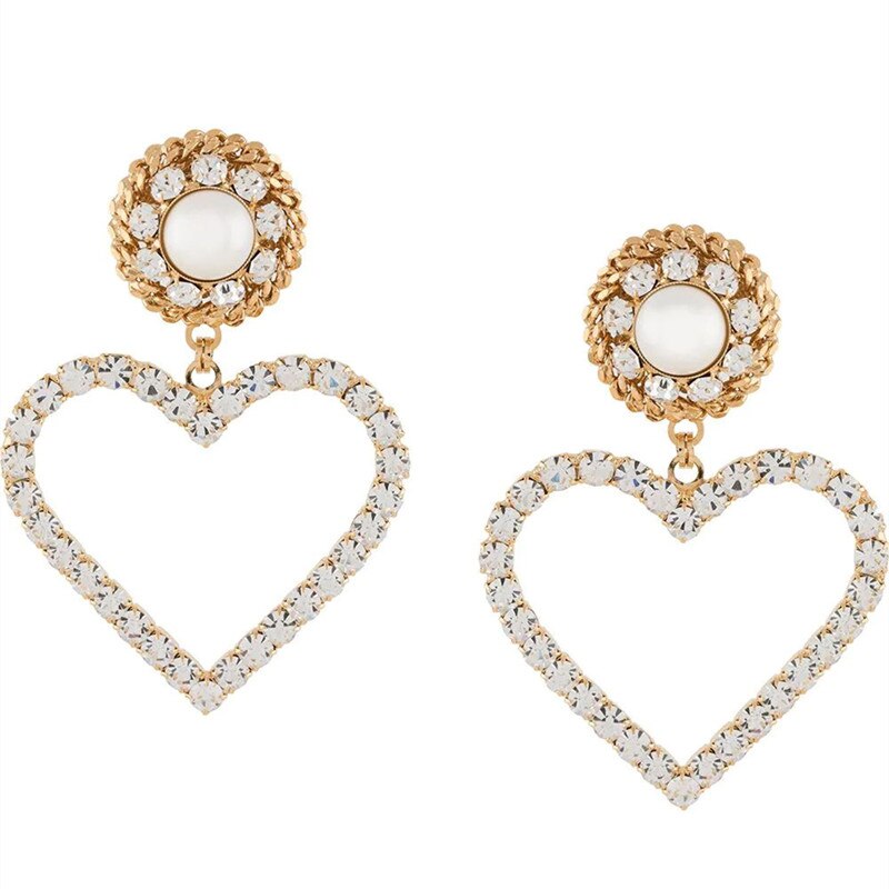 Catwalk Metal Heart Studded Peach Heart Earrings - Emete Store