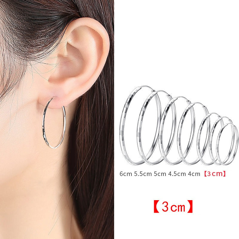 925 Sterling Silver Senior Sense Circle Earrings 