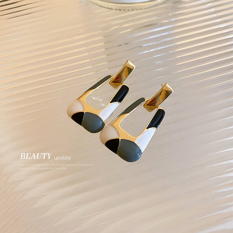 Minar Trapezoid Colorful Enamel Earring - Emete Store