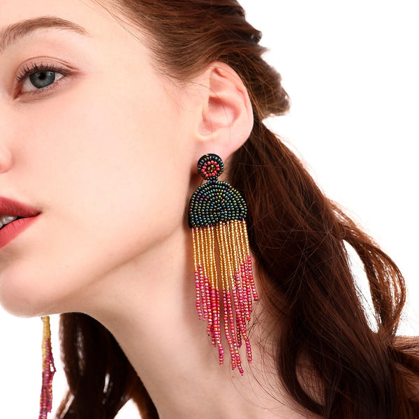 Rice Beads Tassels Earrings - Emete Store